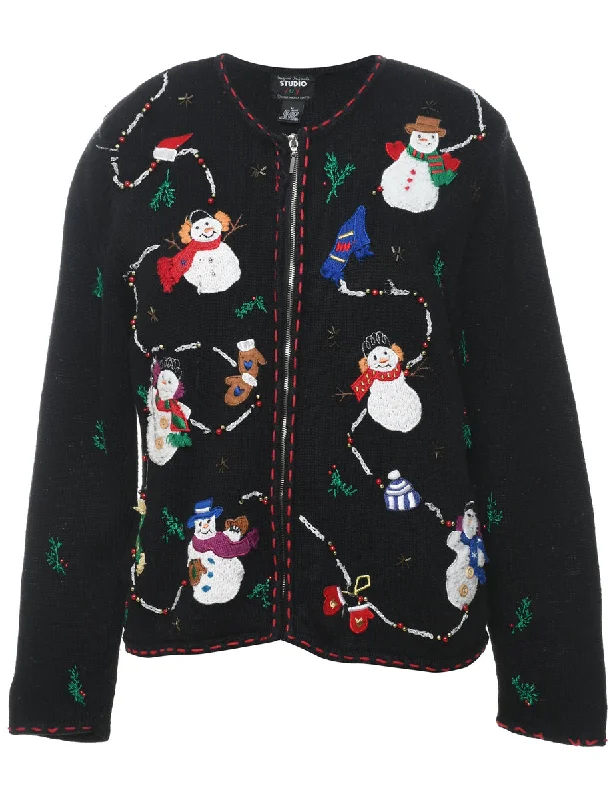 Snowman Christmas Cardigan - M