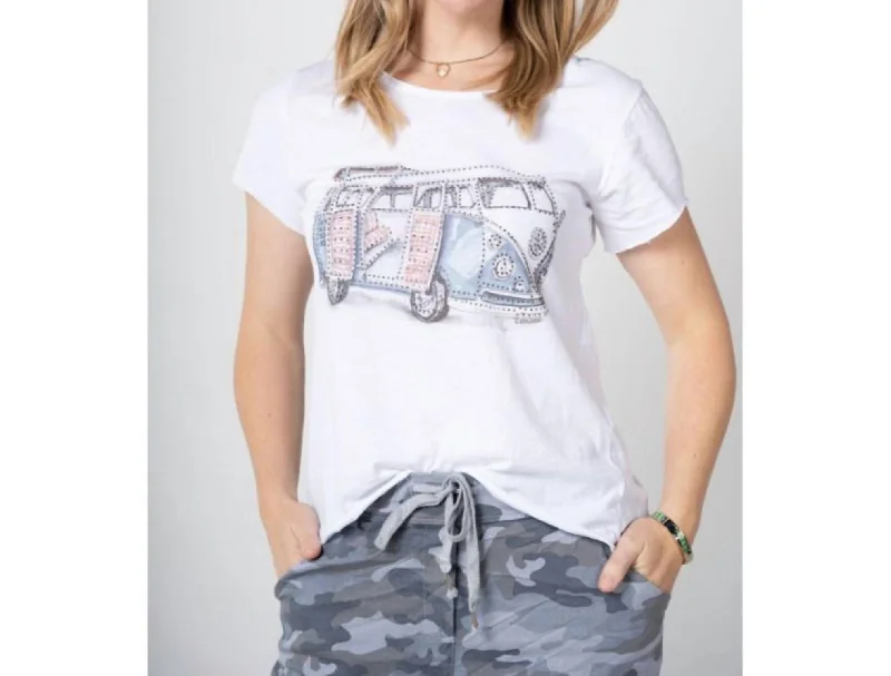 Van Print T-Shirt In White