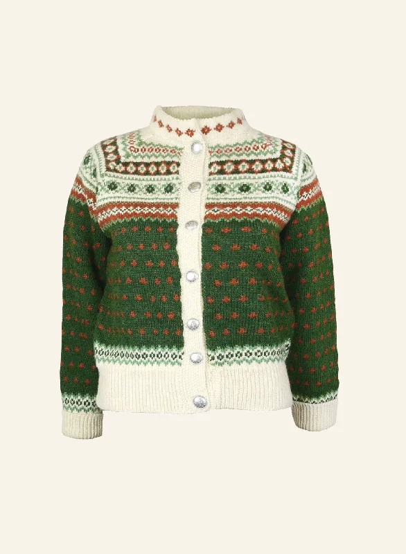 Heritage - 100% British Wool Cardigan - Molly Green