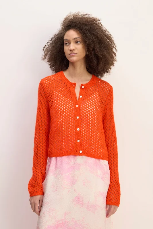 ORANGE MESH KNIT CARDIGAN