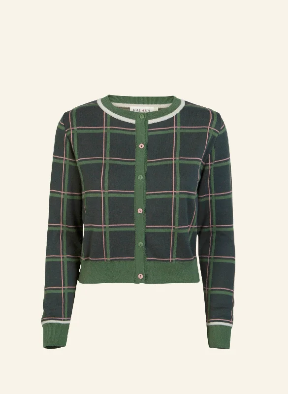 Vera - Green Tuck Shop Jacquard Cardigan