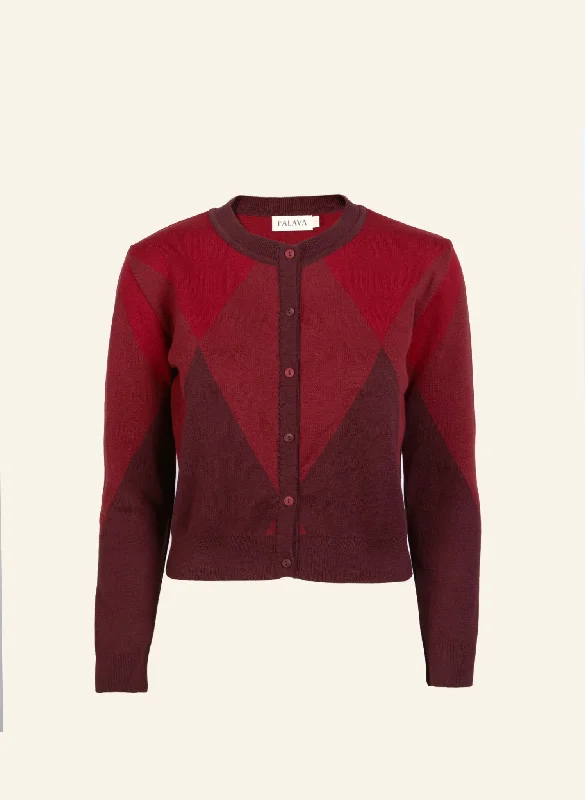 Vera Cardigan - Red Garnet Jacquard