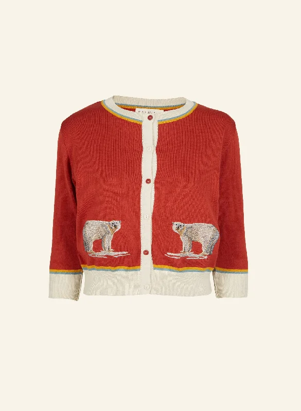 Vera Embroidered Cardigan - Rust Polar Bear