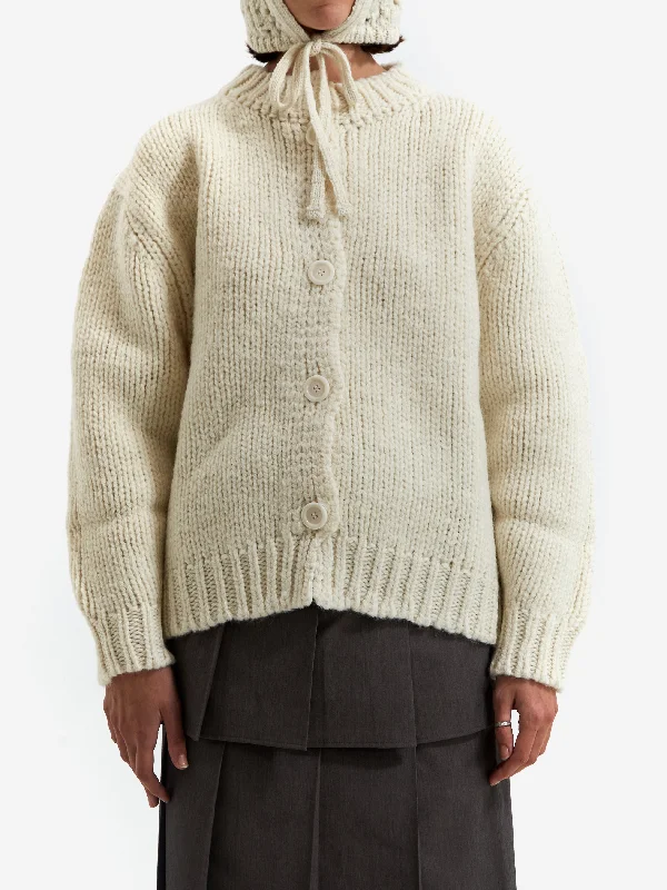 AMOMENTO Bulky Knit Cardigan - Ivory