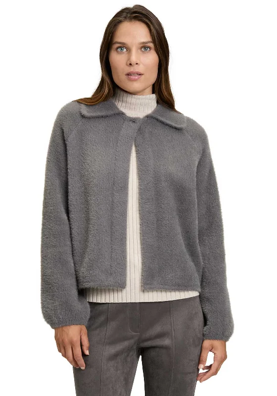 Betty Barclay Fluffy Collar Cardigan, Grey