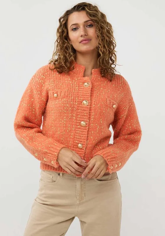 Esqualo Thick Knit Button Up Cardigan, Orange