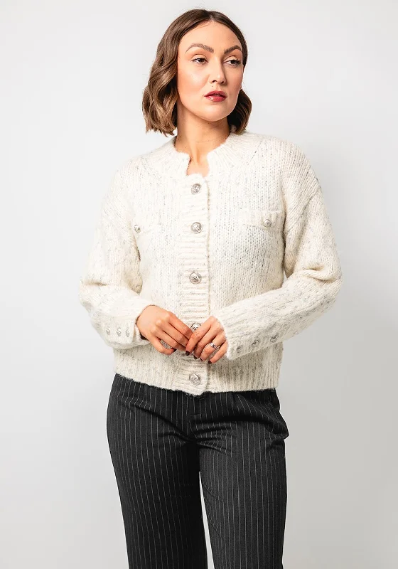 Esqualo Thick Knit Button Up Cardigan, Cream