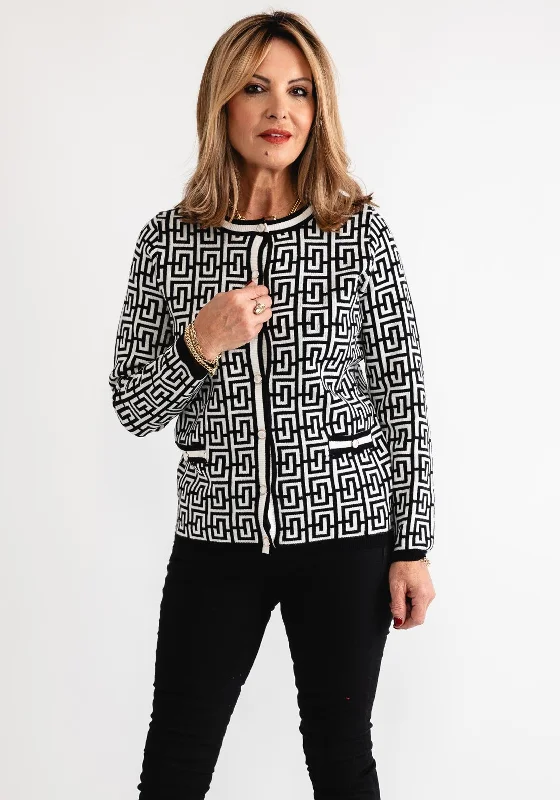 Anonymous Geometric Button Cardigan, Black