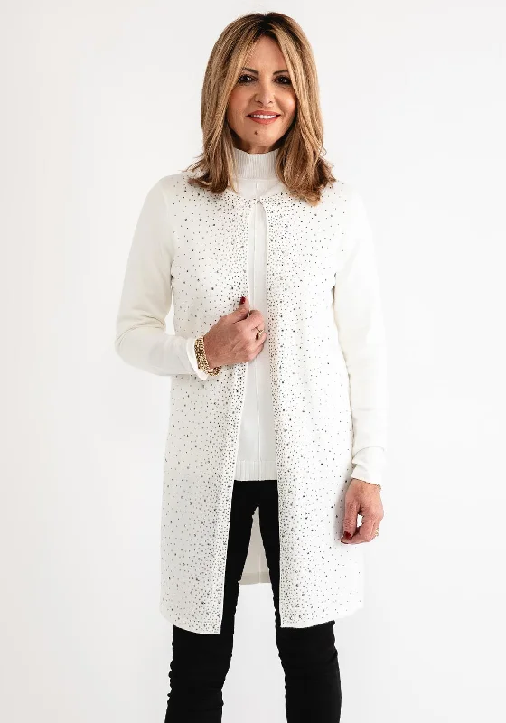 Anonymous Open Front Embellished Cardigan, Ivory