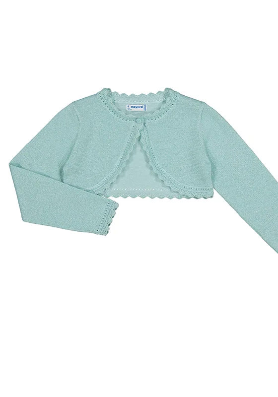 Mayoral Girl Basic Knit Cardigan, Aqua