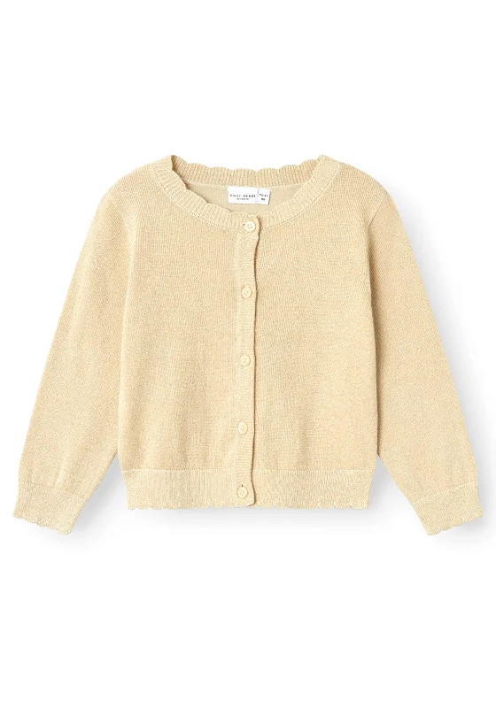 Name It Mini Girl Vamyne Long Sleeve Glitter Cardigan, Summer Sand