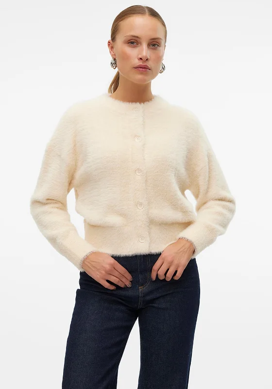 Vero Moda Alina Fluffy Knit Cardigan, Cream