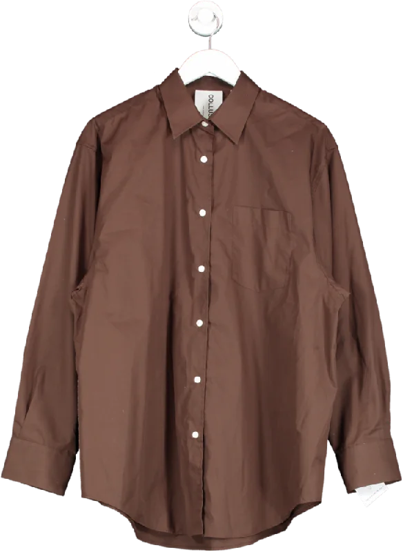 Collusion Brown Long Sleeve Oversized Shirt UK 8