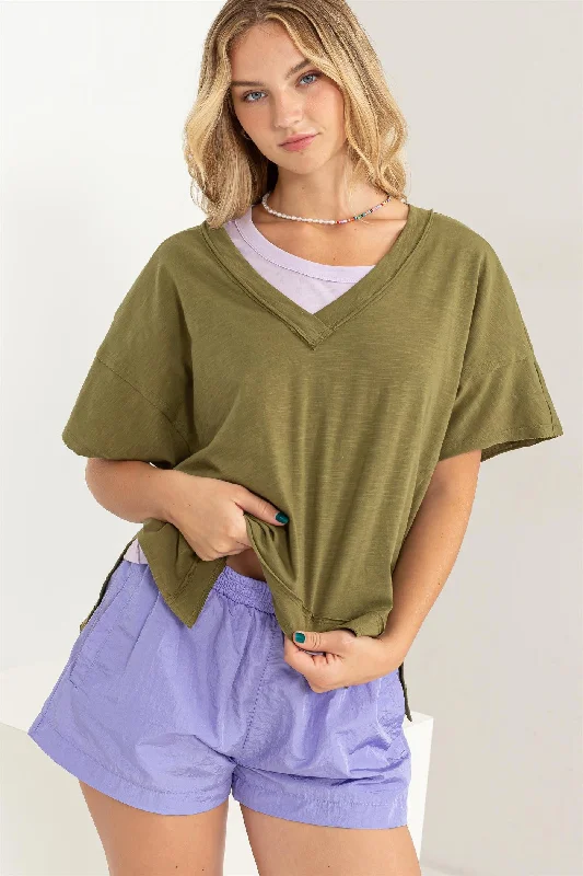 Essential Oversized Tee in Moss