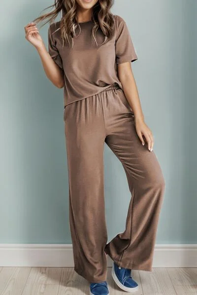 Hazel Blues® |  Round Neck Top and Pants Set