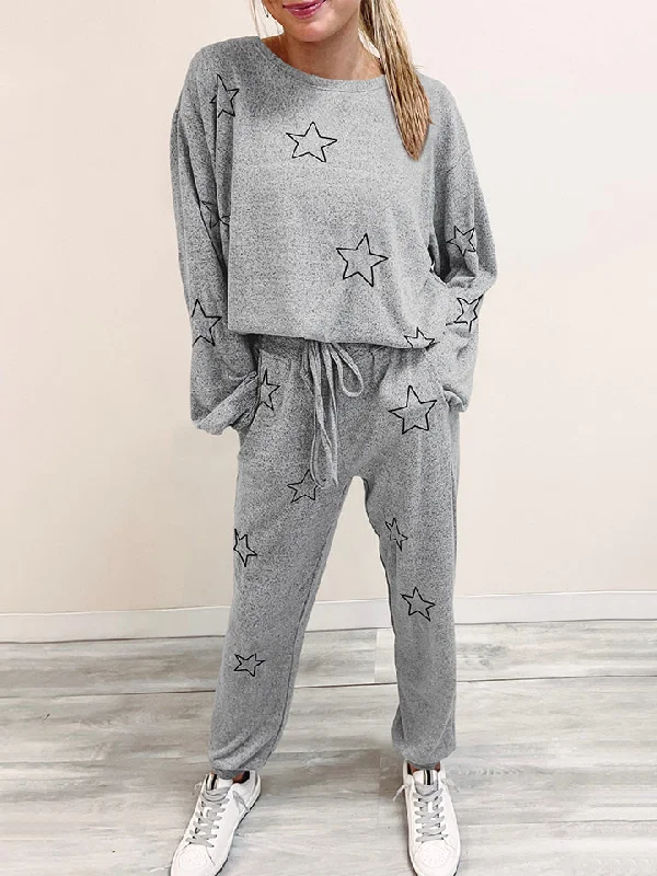 Hazel Blues® |  Star Print Long Sleeve Top and Pants Lounge Set