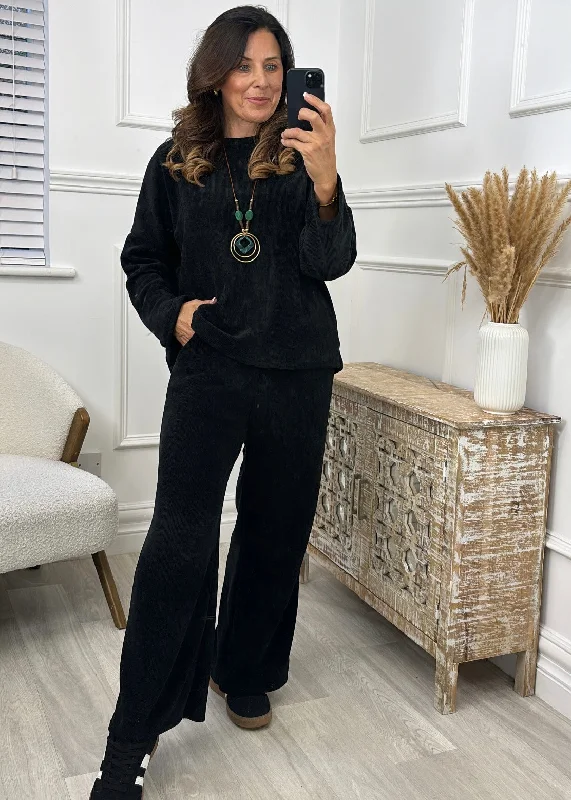 Brenda Black Velour Set