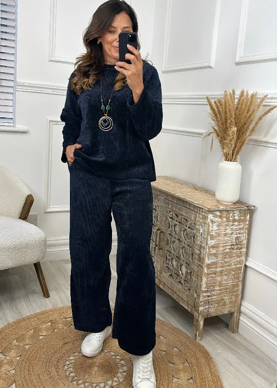 Brenda Navy Velour Set