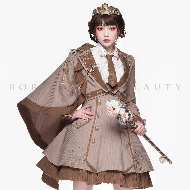 Youpairui~Sheffield~British-style Khaki Ouji Lolita Set