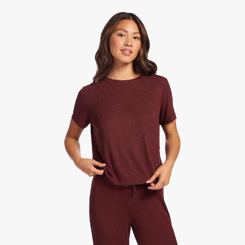 Ribbed Pajama Set | Black Cherry