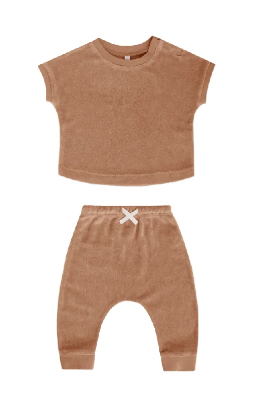 The Terry Tee + Pant SET by Quincy Mae - Clay - BABY