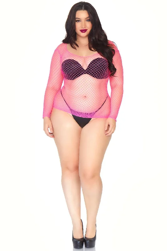 Plus Size Spandex Long Sleeved Net Shirt