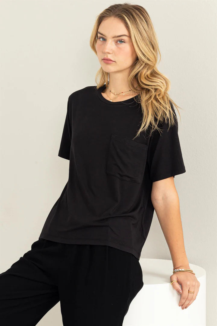 Hyfve Double Zero Wonderful Intentions Oversized Pocket Tee in Black