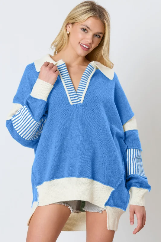 Life With You Color Contrast Oversized Sweater