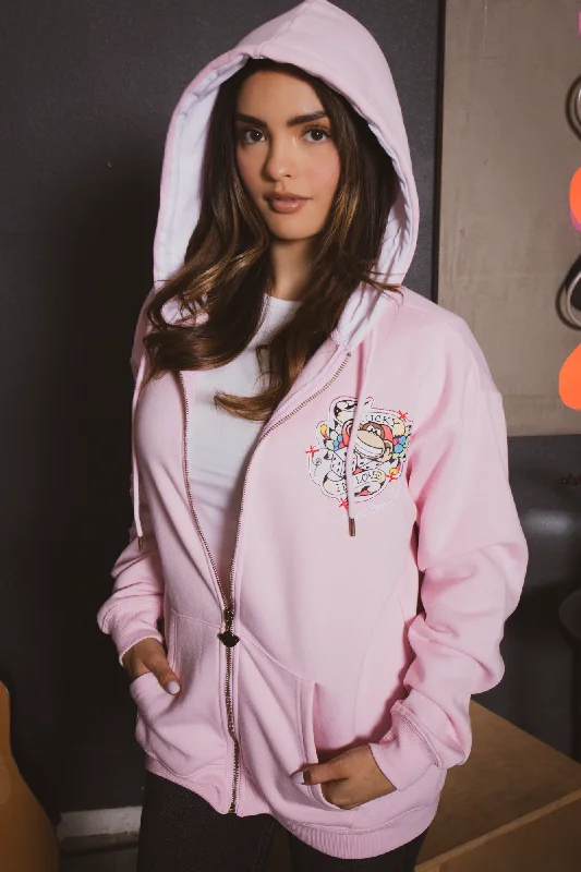 Lucky - Bobby Jack Oversized Premium Zip Hoodie - Pink