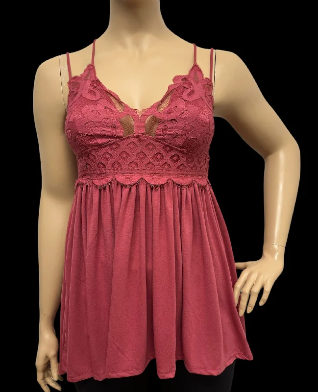 Plus Size Rose Lace Front Tank Top