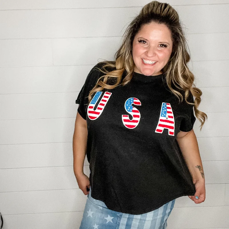 USA Embellished Oversized Boxy Tee