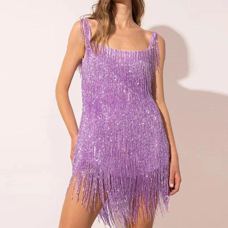 Sassy Sequin Tassel Party Dress