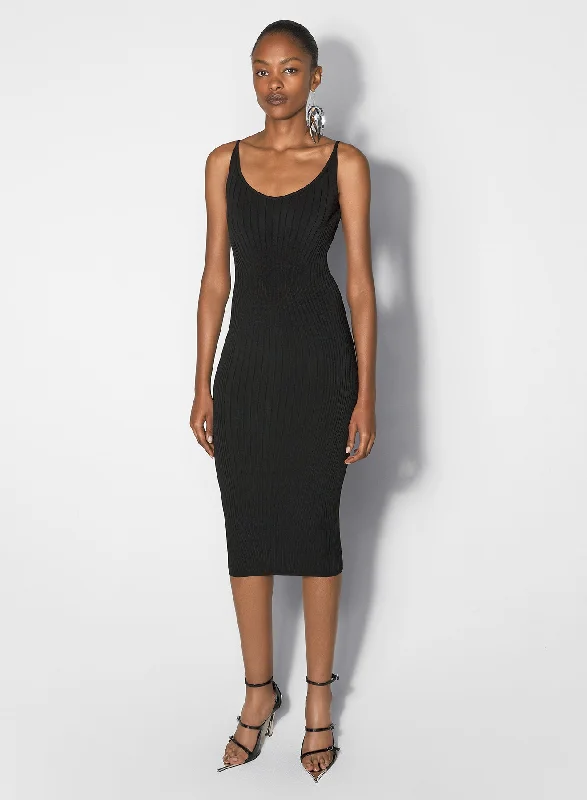 black sculpting knit dress