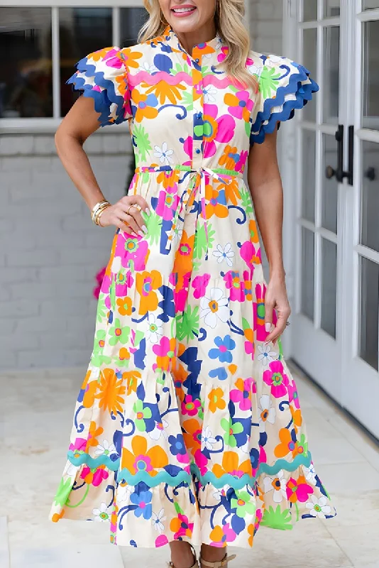 Floral Bright Flower Maxi Dress