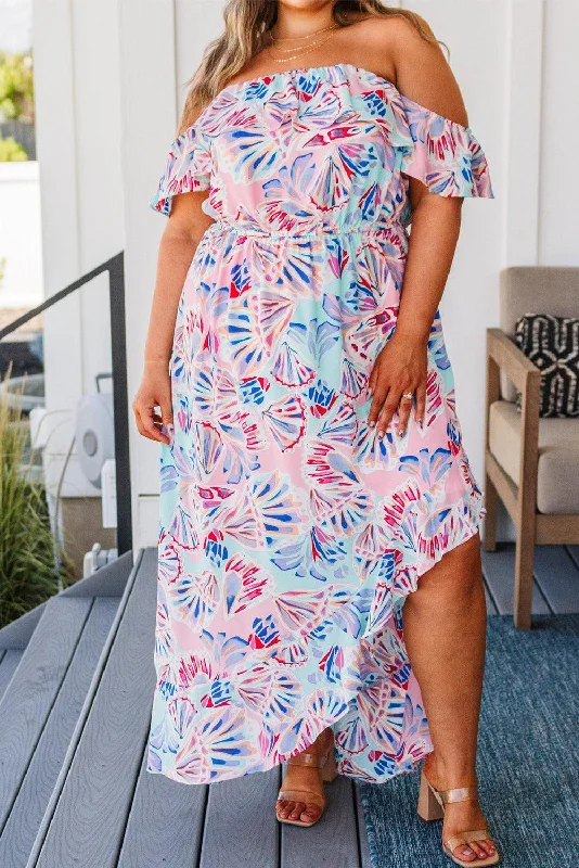 Plus Size Pink Seashell Maxi Dress