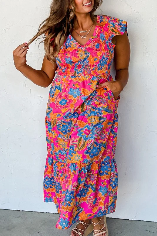 Raegan Ruffled Multicolor Floral Plus Size Dress