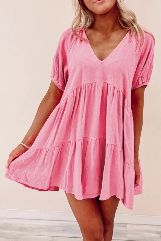 Pretty Pink Tiered Swing Dress