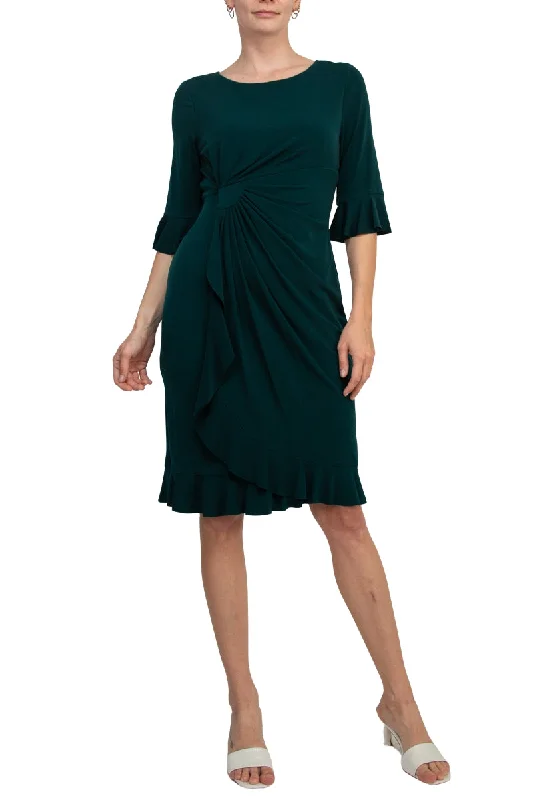 Connected Apparel 3/4 Bell Sleeve Sheath Dress